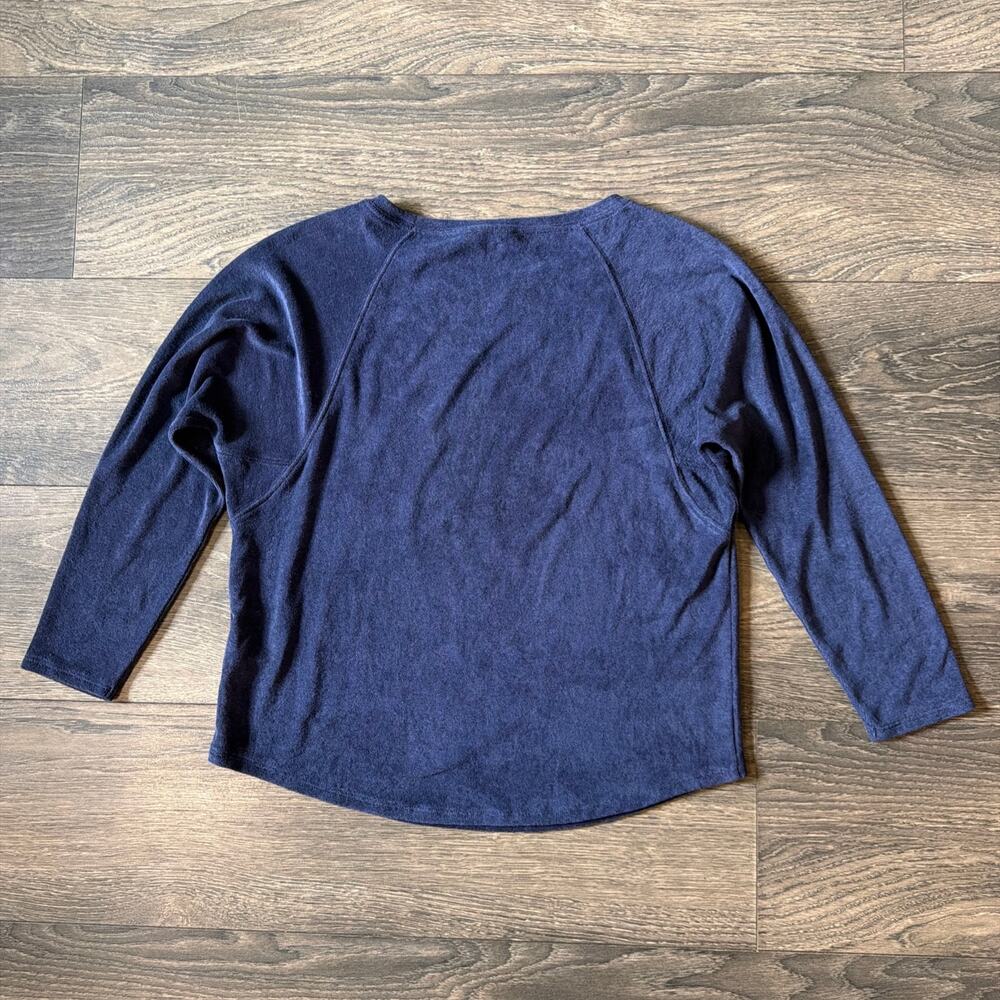Lilla P Sz. XS Blue Pima Cotton Slouchy Raglan Top Oversized Lived In Boho Luxe